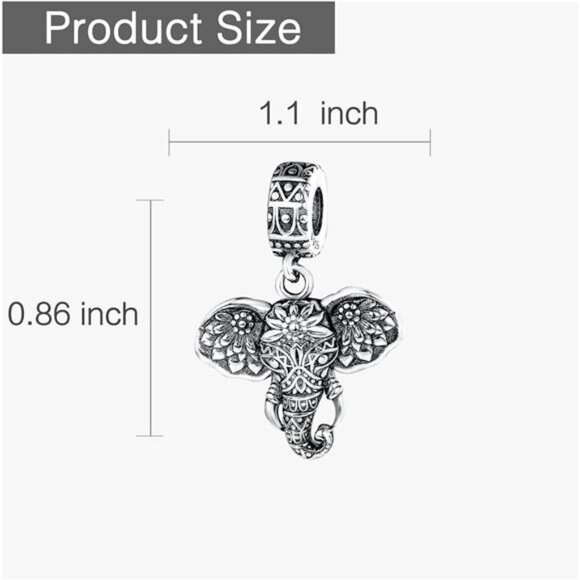 925 sterling silver lucky elephant charm bead fits Pandora bracelet necklace jew - Picture 6 of 8